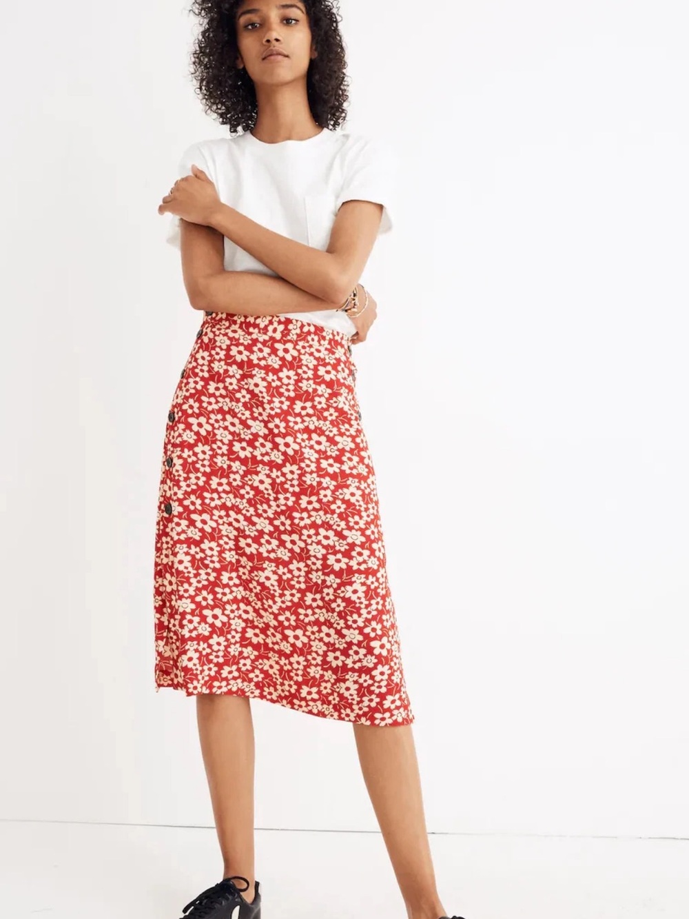 Madewell Side-Button Skirt in Full Bloom Floral Midi Skirt Size 2 SOLD OUT